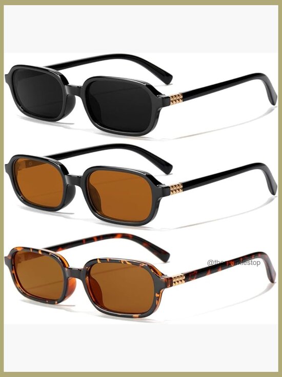 Rectangle Retro Sunglasses Women Men Small Square Frame 90s Style Sunnies UV400 main image 5